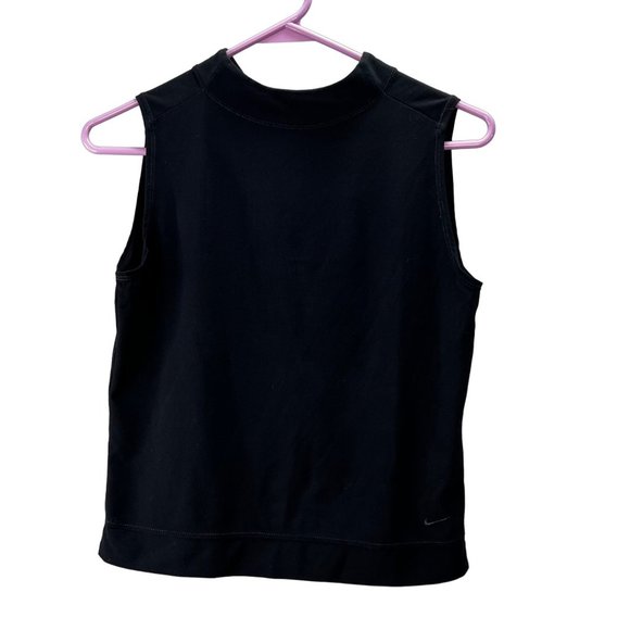 Nike Sleeveless Athletic Top Shirt size L 12/14 Women Mock Neck Dri Fit Notched - Picture 1 of 4